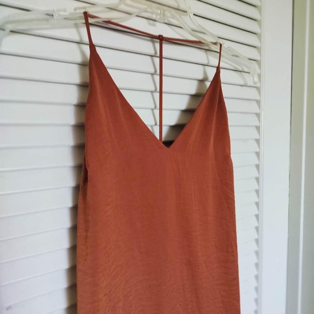 4SI3NNA Women's T-Strap Copper Dress Size Zip Back Slit Size Small - Picture 4 of 8